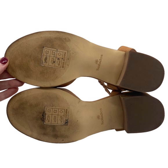 Soludos Shoes Lucia Heel Sandals Brown Leather Casual Peep Toe Buckle Size 9.5 - Picture 11 of 12